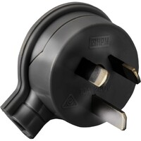 HPM 3 Pin Flat Plug Top Black Rated 10Amp 240Volts AC Suits Round Cable