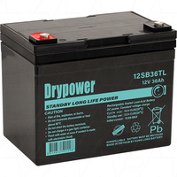 Drypower 12SB36TL 12V 36Ah Long Life Standby SLA AGM Battery Cw/ 12 VX 33