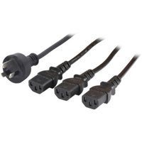 Prolink 10A IEC C13 x3 to Mains AC Plug 3 Way Power Lead and Sockets 2m Black