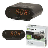 Digitech LED Clock with Dual Display Brightness Snooze Function AM or FM Radio