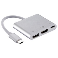Daichi 0.1m USB-A USB3.1 Type-C HDMI 4K Ultra HD TV or Monitor Adaptor Silver
