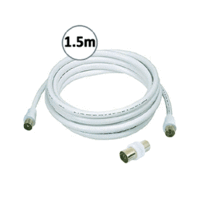 Sansai Coaxial PAL Male to PAL Male Cable with Adaptor TV Aerial Lead 1.5m White