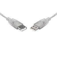 8Ware USB 2.0 Extension Cable 25cm Male to Female Transparent Metal Sheath Cable