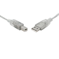 8Ware USB 2.0 Cable 0.5m A to B Transparent Metal Sheath UL Approved