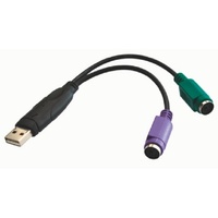 Astrotek USB 2.0 to PS2 Cable 15cm-for Mouse Keyboard Black Colour RoHS