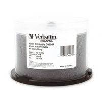 Verbatim DVD-R 4.7GB 50Pk White Wide Inkjet 16x Crisp n Clear Text Reproduction