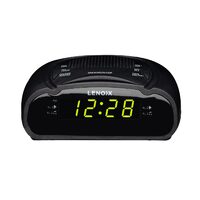 Lenoxx 1.8inch Large Number Display Clock Radio with Green LED AM-FM Dimmer