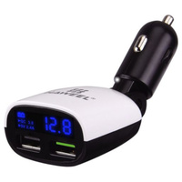 Haweel 3.4A Dual Black And White USB Ports Car Charger with LED display 