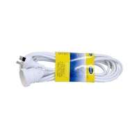 DOSS 10m Power Extension Lead with Fully Moulded 3 Pin Plug and Socket White