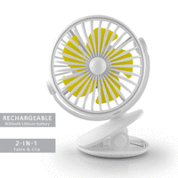 Sansai USB Rechargeable Clip or Desktop Table Fan with Warm White LED Light