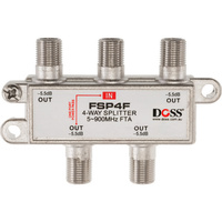 DOSS 4 Way 'F' Splitter Free To Air 1X DC Power Pass 900Mhz