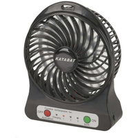 Katabat Mini USB Portable and Rechargeable 3 Speed Fan with LED Light Black
