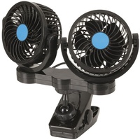 Portable Oscillating Dual 100mm Multi-Speed Control 12V Fans with Clamp Mount