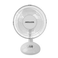 Heller 23cm Tilt Adjust 2 Speed Push Button Control Oscillating Desk Fan White