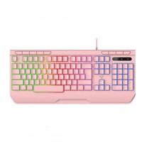 Laser Gaming LED Full Size Braided Cable Anti-Ghosting Wired Keyboard Pink