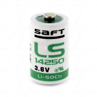 Saft LS14250 1/2AA size Lithium 3.6V Thionyl Chloride Battery - Bobbin Type