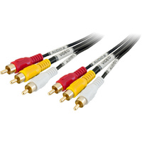 PRO2 Composite Video and Stereo Audio 10m 3 RCA Male to 3 RCA Male AV Lead