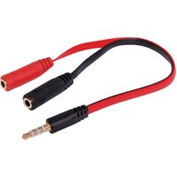 Dynalink 0.15m 3.5mm TRRS Plug To 2 X 3.5mm Stereo Socket Cable