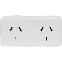 Mains Double Right Adaptor with Surge Protection Slimline Model Power Point Switch