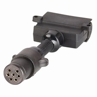 200mm1pc 7 Pin Small Round Plug to 7 Pin Flat Socket Trailer Adaptor