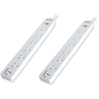 Sansai 2 Pack 6 Ways Powerboard with Surge Protection 100CM Lead