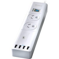 Sansai 2 Way Power Board With USB Surge 4 USB 4.2A Master On/Off Switch
