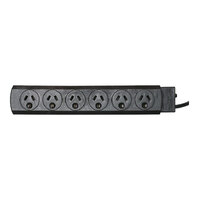 6 way Mains Electical Portable Outlet Device Distribution of Power Board Black