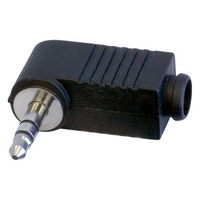 3.5mm Right Angle Stereo Plug Phono Black Plastic