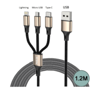 Sansai 3-in-1 Charging Cable USB to Micro USB USB typeC & Lightining Cable 1.2m