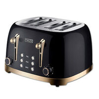Philex 6 Setting 240V 4 Slice Retro Electric Defrost Reheat Bread Toaster Black