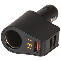Powertech Car Cigarette Lighter Adaptor with 3 USB Charging Ports Voltmeter