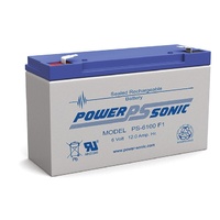 Powersonic 6V 12Amp SLA Battery F1 Terminal AGM Technology U.L Recognized 
