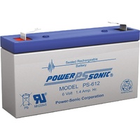Powersonic PS612 6V 1.4Amp SLA Battery F1 Terminal AGM Technology CE certified.