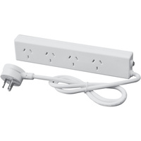 HPM 4-Way Outlet 2400W 10A 240V Power board with 1m Power Cord Socket White