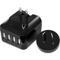 5V 6.8A Four USB Chargable Black Interchangable Travel Adaptor