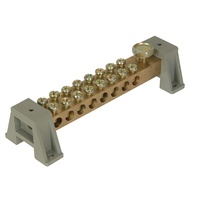 16-Way 100A 8mm Stud 16 Screw Terminals with 6mm Cable Entry Holes Brass Busbar