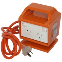 Portable Outlet 2x2 Safety Power Brick Safety orange coloured with 2 metre