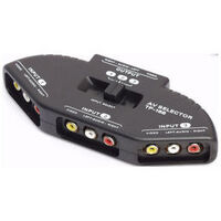 Daichi CVBS Stereo 3 Way Audio or Video Selector Lightweight AV Switch Box
