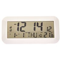 Jumbo LCD Calendar Wall Desk Clock with Alarm Snooze Fold Out Stand White 