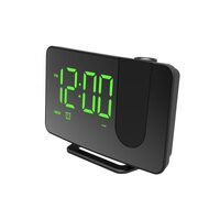 LED Radio Clock with Projector Green Display Alarm Snooze Sleep Volume Function