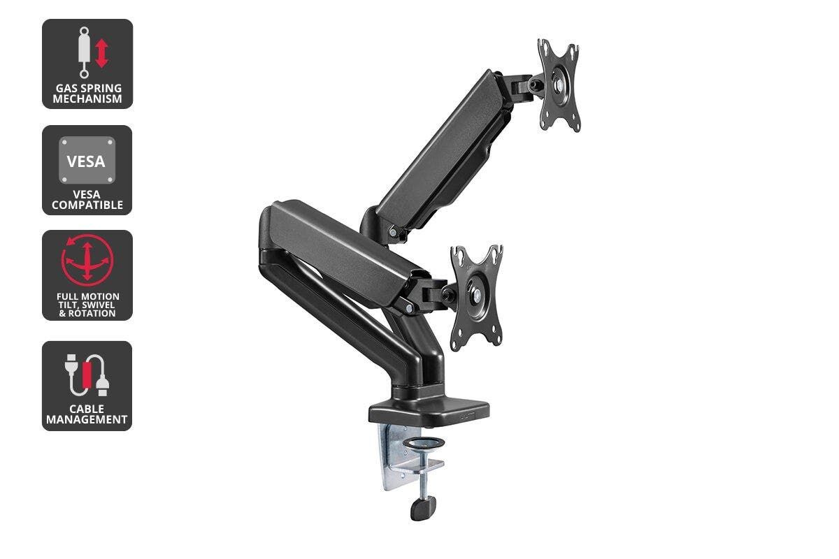 Kogan Full Motion Gas Spring Dual Monitor Mount (Ostia Series Black