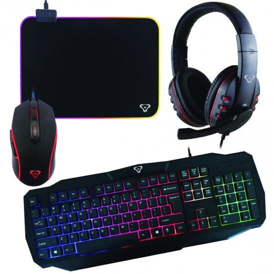 Laser PC Gaming Combo RGB Full Size LED Keyboard Mouse Headset Mouse