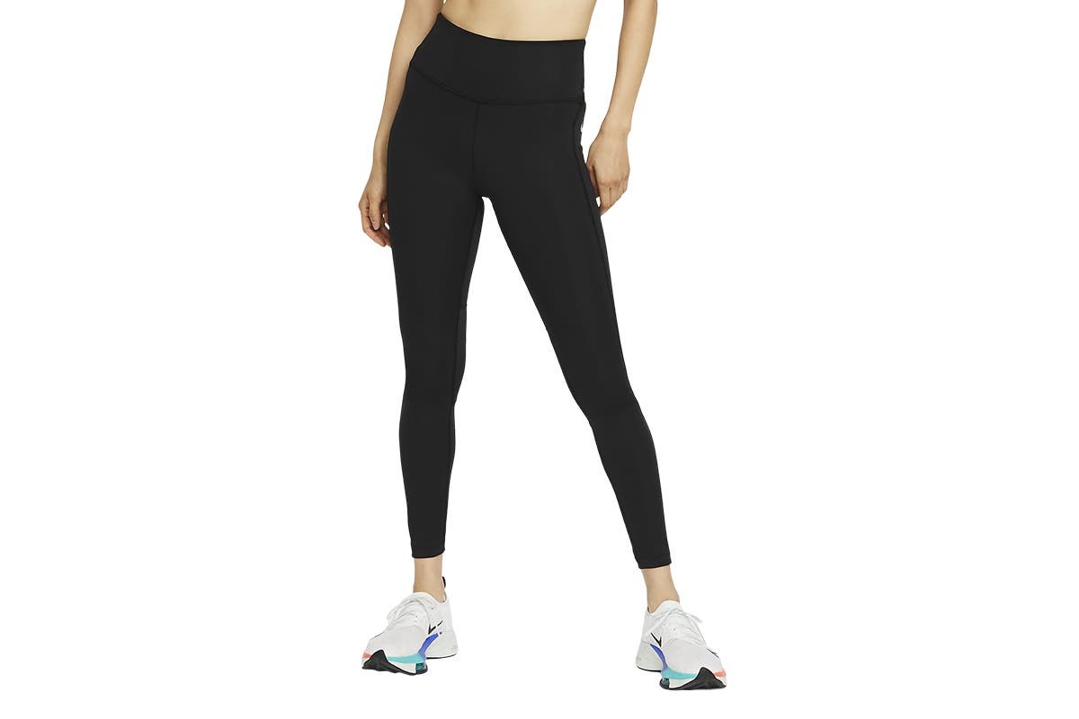 Nike Women's Dri FIT Fast Tights (Black/Reflective Silver, Size XL)