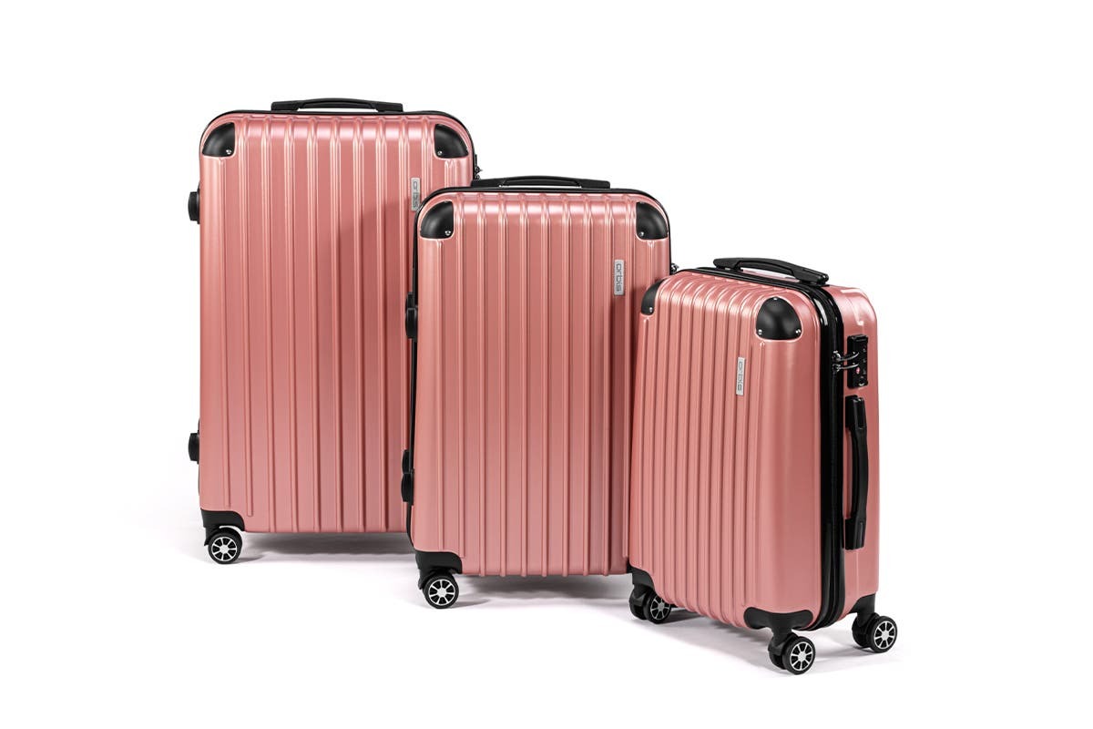 Orbis 3-Piece Tahiti Spinner Luggage Suitcase Set (Pink)