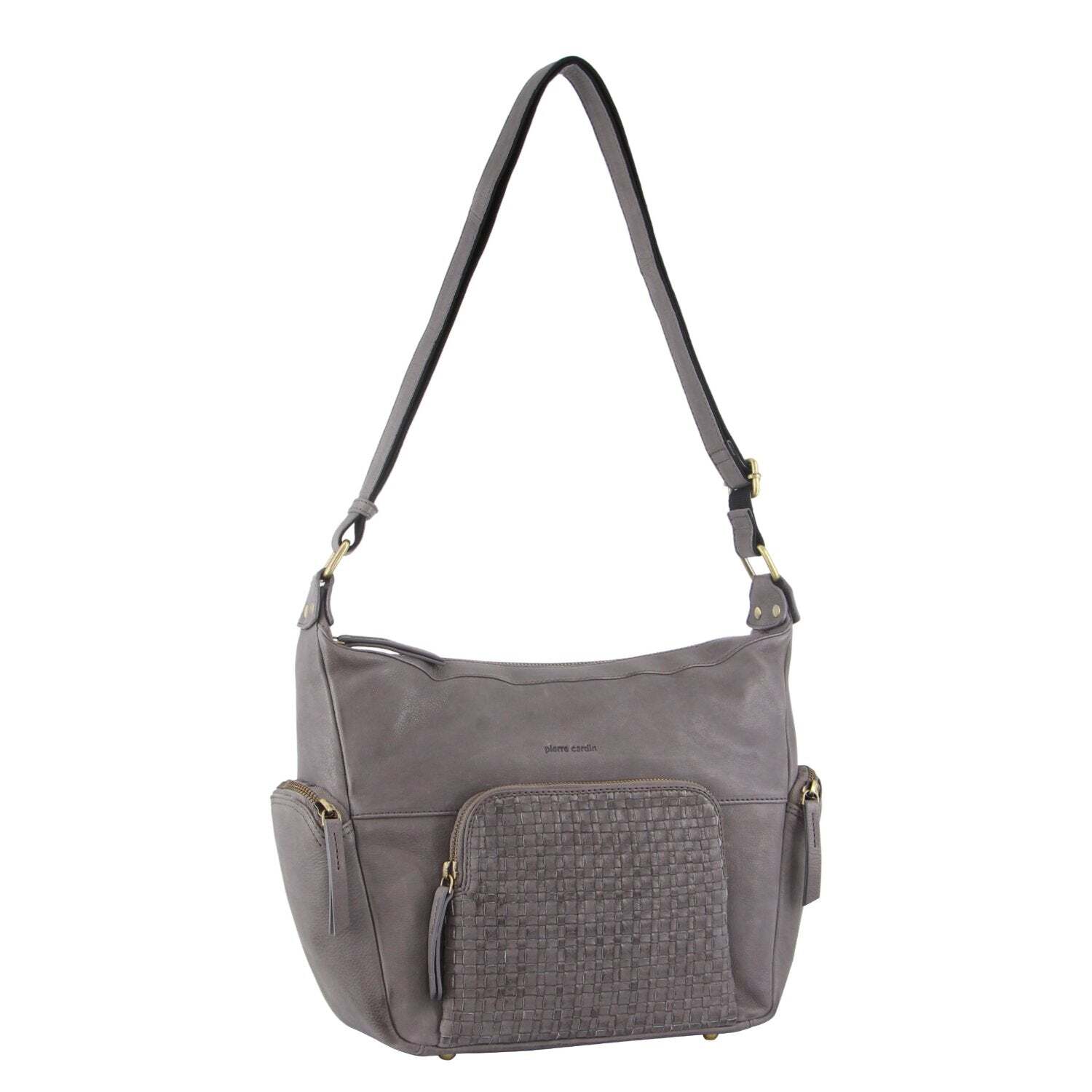 PIERRE CARDIN Organiser CrossBody Bag Teal Woven Embossed Leather