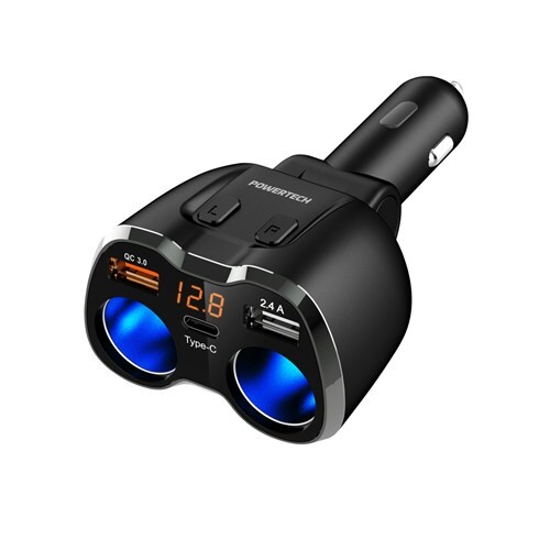 Powertech Dual Car Cigarette Lighter Adaptor with 3USB Charging