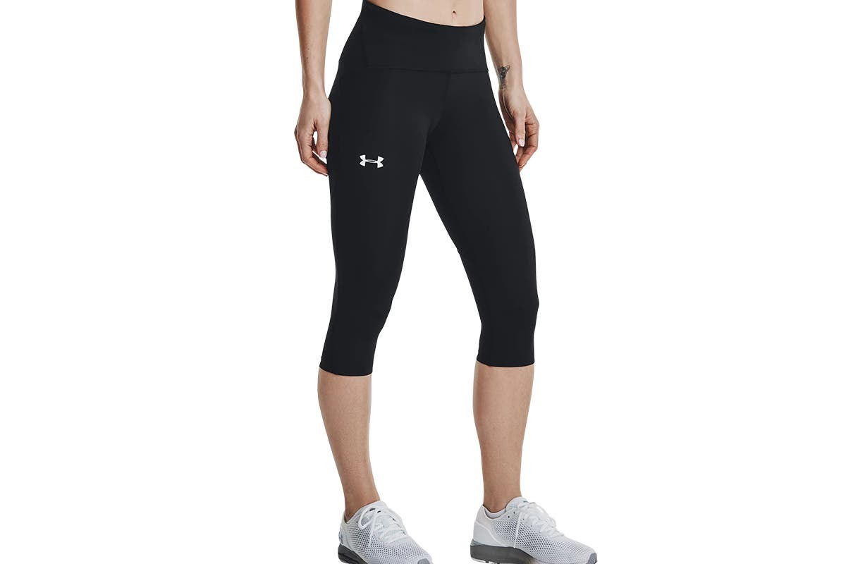 Under Armour Women's Fly Fast Speed Capri Tights (Black/Black/Reflective, Size  L)