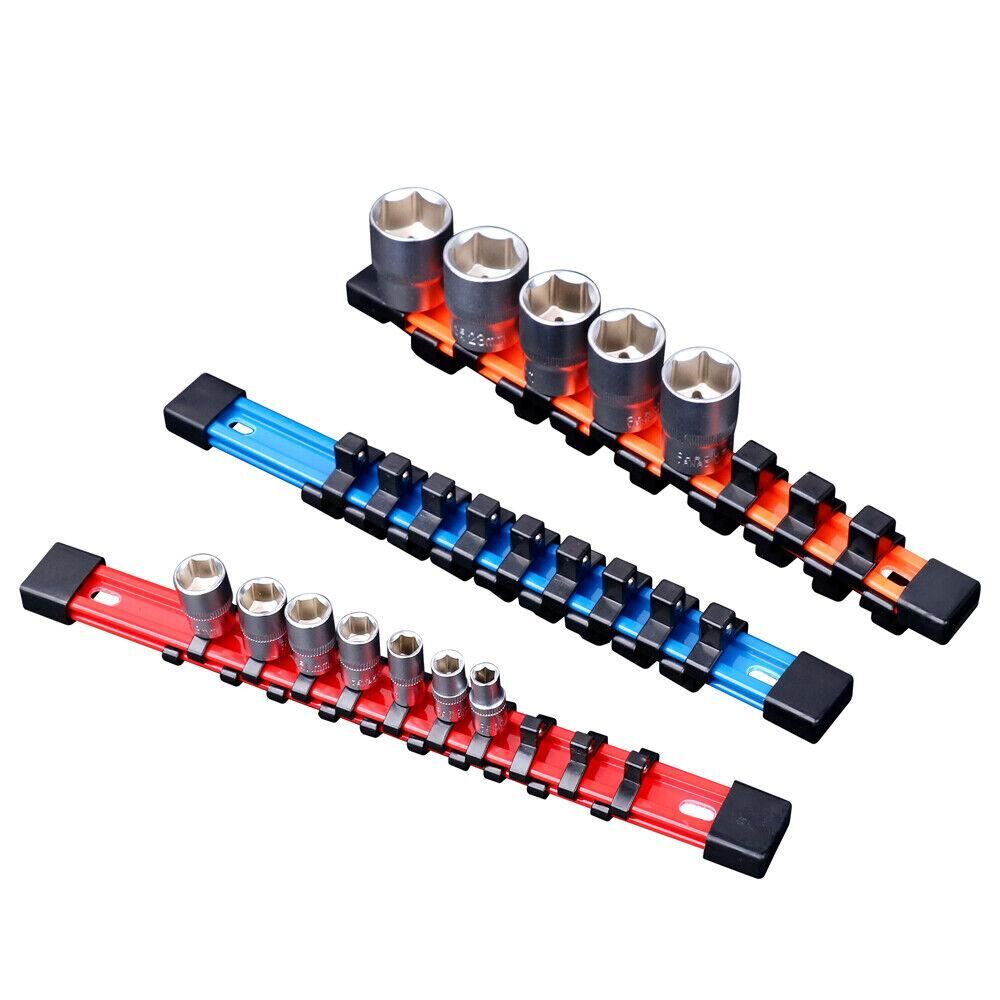 Socket Tool Rack 3Pc Double-Side Sockets Holder Tool Organizer Rails WorkShop Rack 1/4 ...