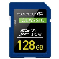 Team Classic SD Digital Flash Memory Card 128 GB UHS Ultra Speed Supports Video Speed Class 10-V10