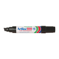 Artline 100 Permanent Marker 12mm Chisel Black Bx6